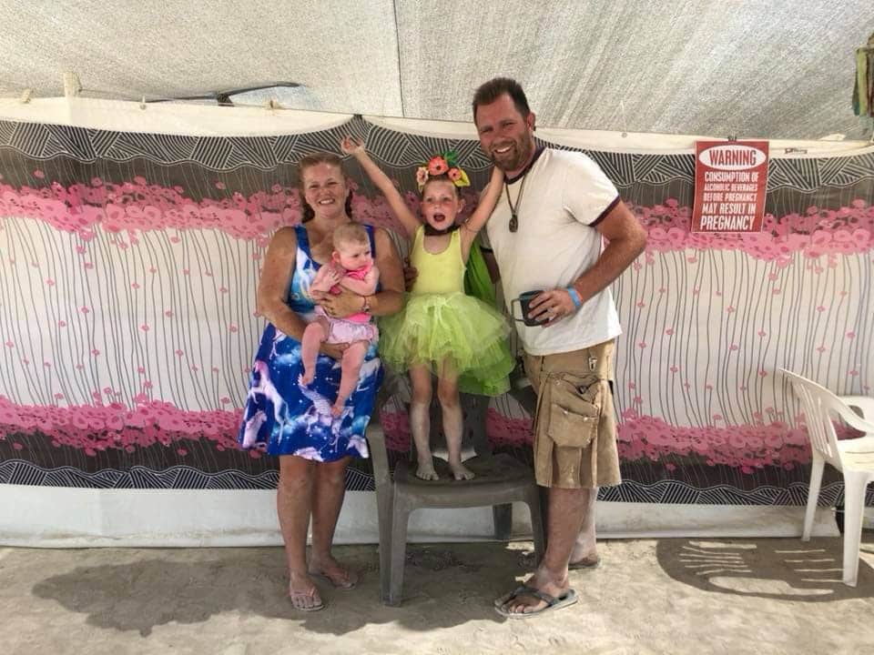 Brenna Morrison with Sweet Puddin' (age 1), Fireball (age 5), and Evan Morrison of Love Puddle in 2018.