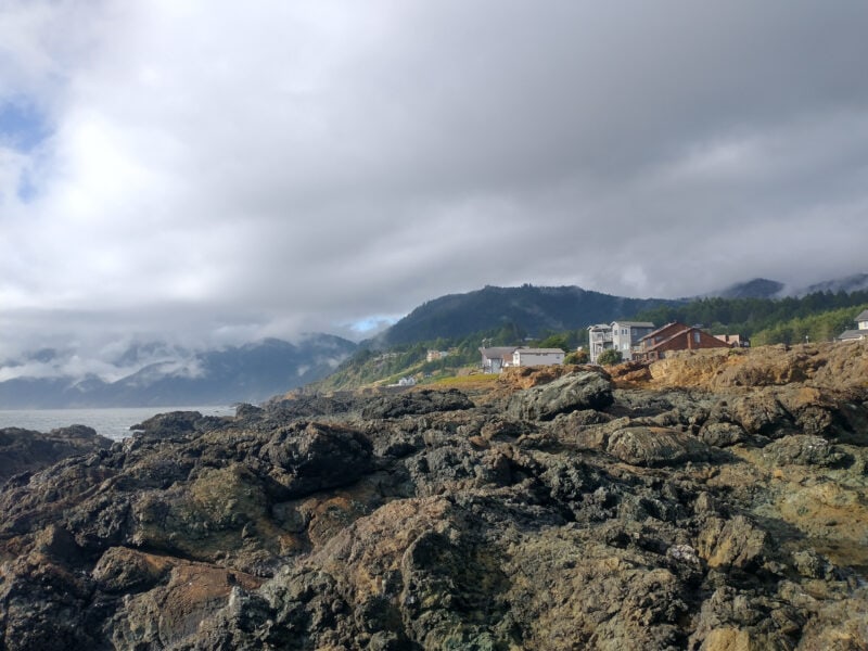 a small village overlooking water